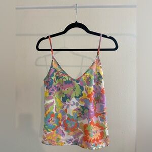 Never Fully Dressed - Floral Multicolor Spaghetti Silk Strap Top -Size 2